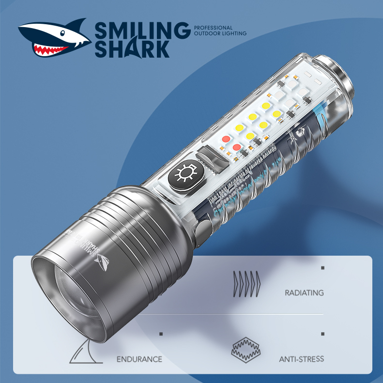Smiling Shark Led Flashlights USB Rechargeable Flashlight with Strong  Magnet, Waterproof Zoomable Flash Light for Camping, Working,  Emergency_Guangzhou Smiling Shark Lighting Science Technology Co., Ltd