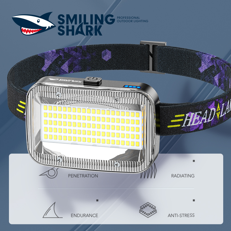 Smiling Shark Rechargeable Headlamp, 2 Pack Wide Angle 5 Colors