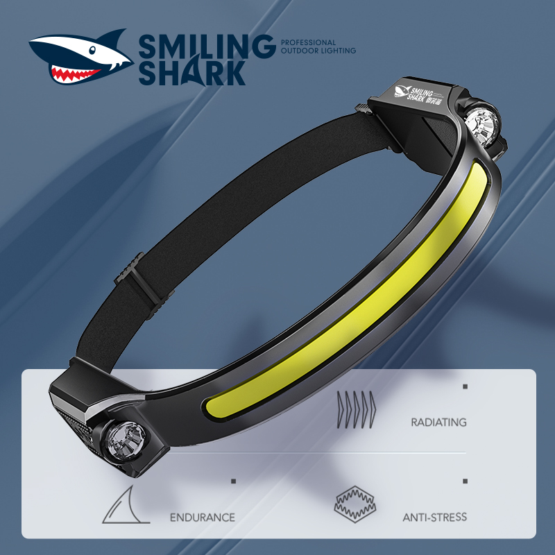 Smiling Shark Stirnlampe, 230°Wide Angle 3*Farben LED-Streifen 2 Stück  Headlig 765154456089